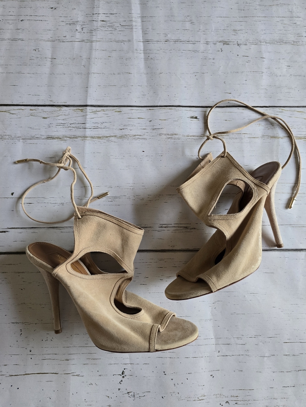 Aquazurra Sexy Thing Cut Out Suede Heels